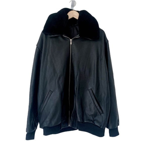 Other - Custom Leather Black Bomber Jacket